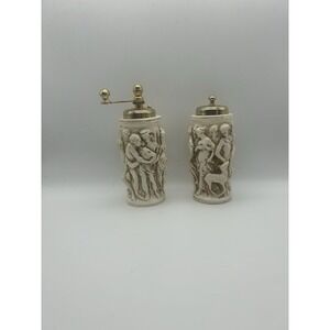 Vintage Italian Alabaster Salt & Pepper Shaker Set Made In Italy